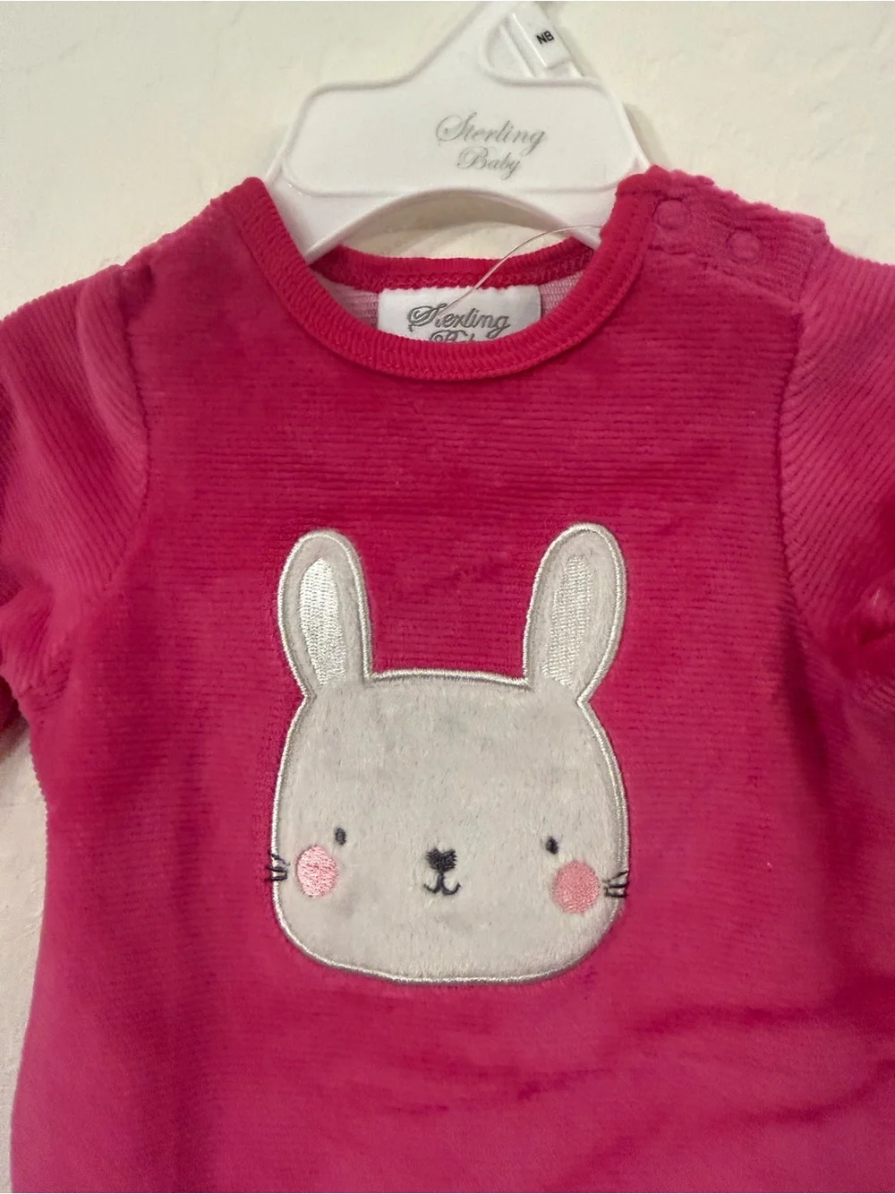 Sterling Baby Pink Corduroy Bunny Footed One-Piece